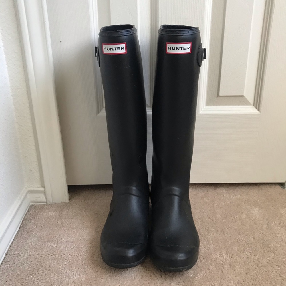 Hunter Matte Black Rain Boots | Tall